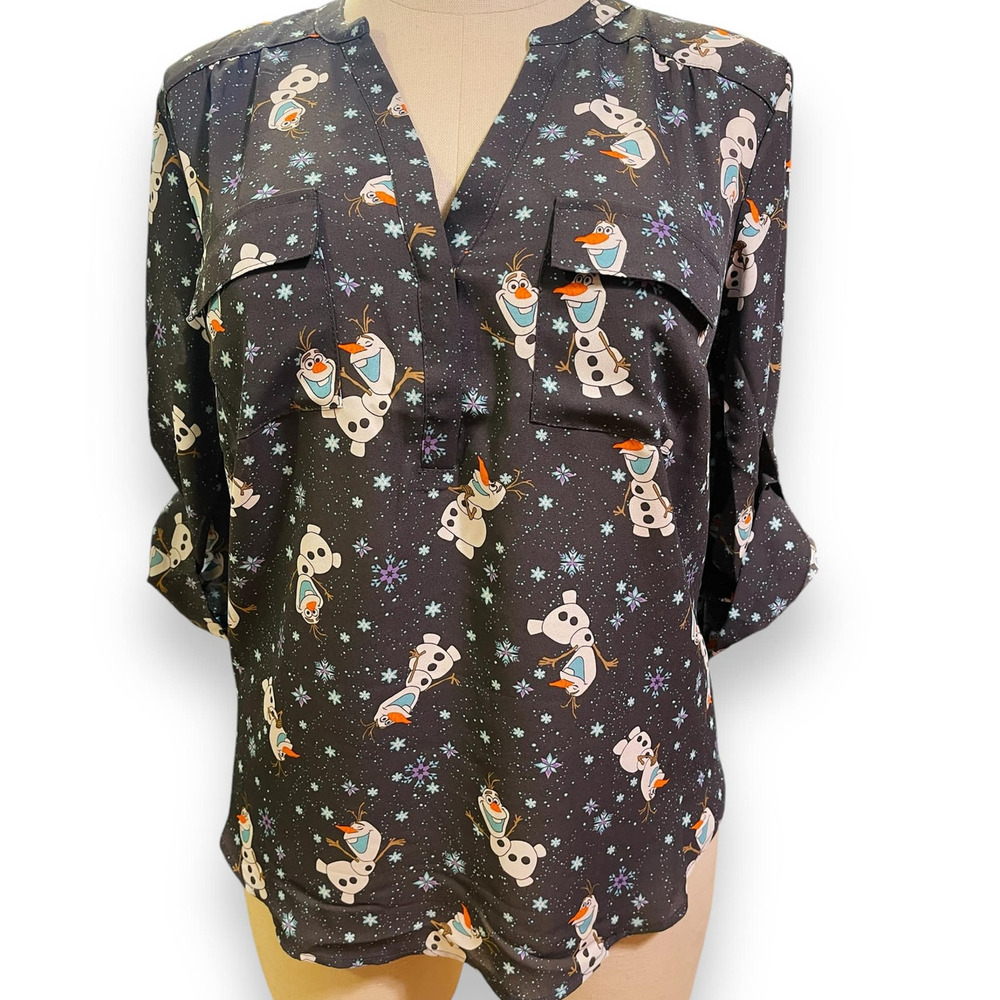 Torrid 4 (4X) Disney Frozen Movie Olaf Snowman V Neck Georgette Harper Blouse